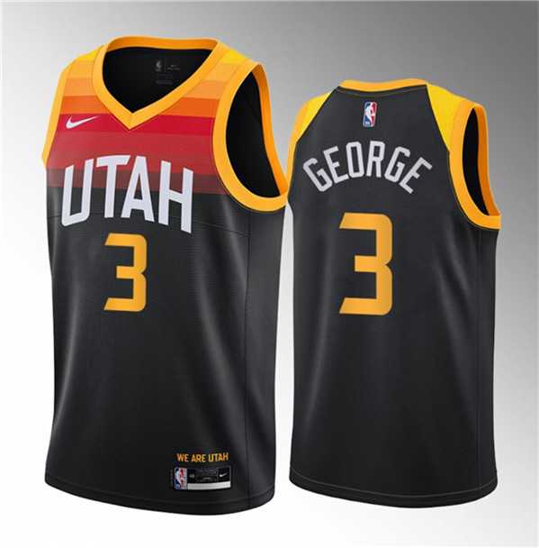Men's Utah Jazz #3 Keyonte George Black 2023 Draft City Edition Stitched Basketball Jersey Dzhi